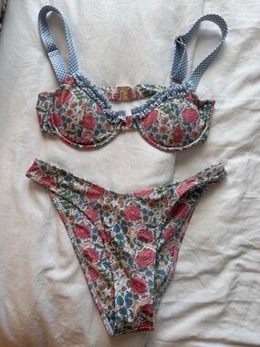 Strawberry Milk Mob Floral Bikini Set - Pink, Blue, Green